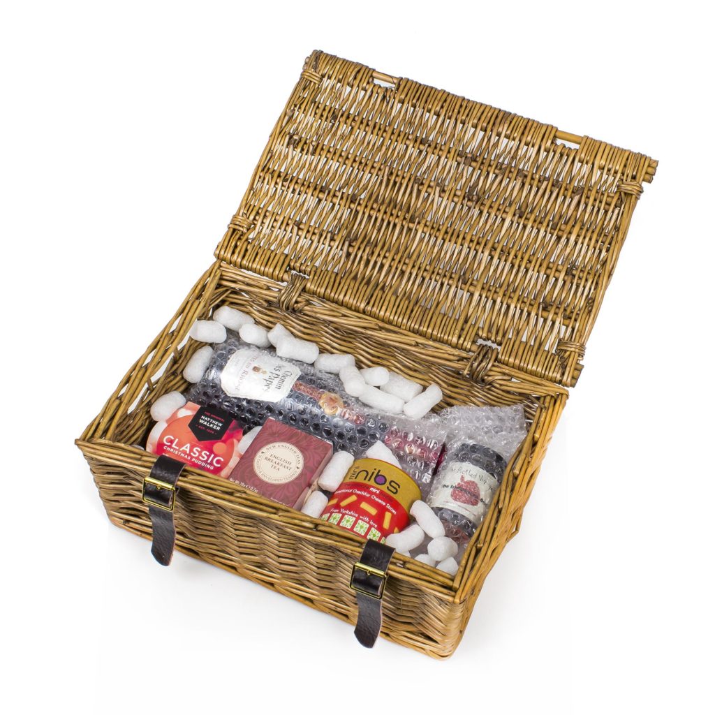 SMALL 12" Traditional Brown Wicker Christmas Gift Hamper Basket with Lid 