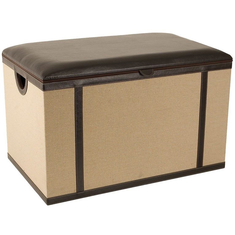 Dark Faux Leather Storage Trunk with Seat Virginia Hayward