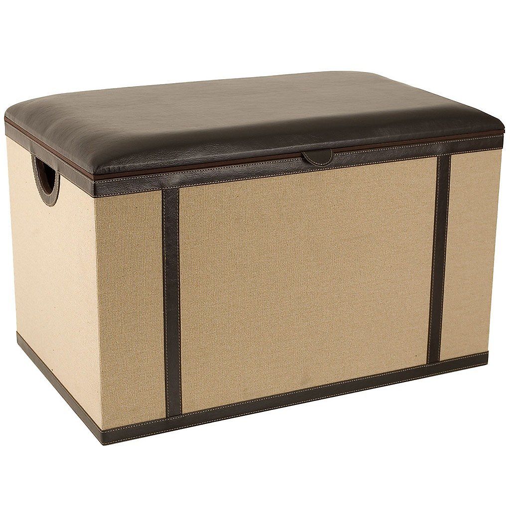 Dark Faux Leather Storage Trunk with Seat Virginia Hayward