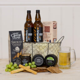 Cider & Cheese Hamper in a beautiful wire basket