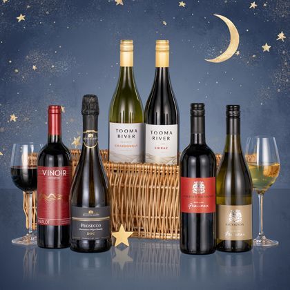 Six Wines in Wicker hamper