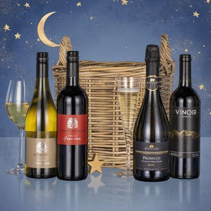 Four Wines in Wicker hamper